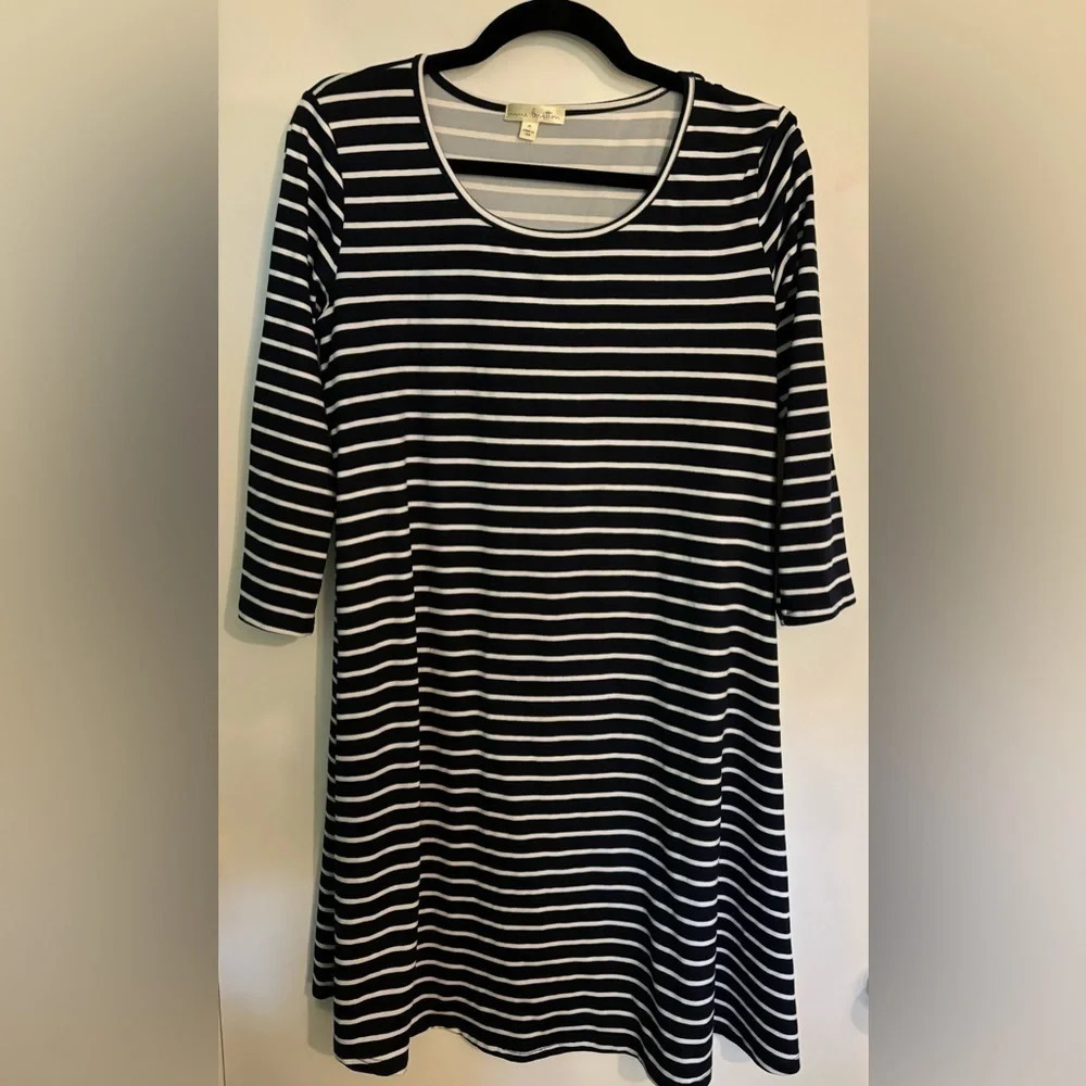 Nine Britton Womens 3/4‎ Sleeve Striped Shirt-Dress Made in USA size Medium